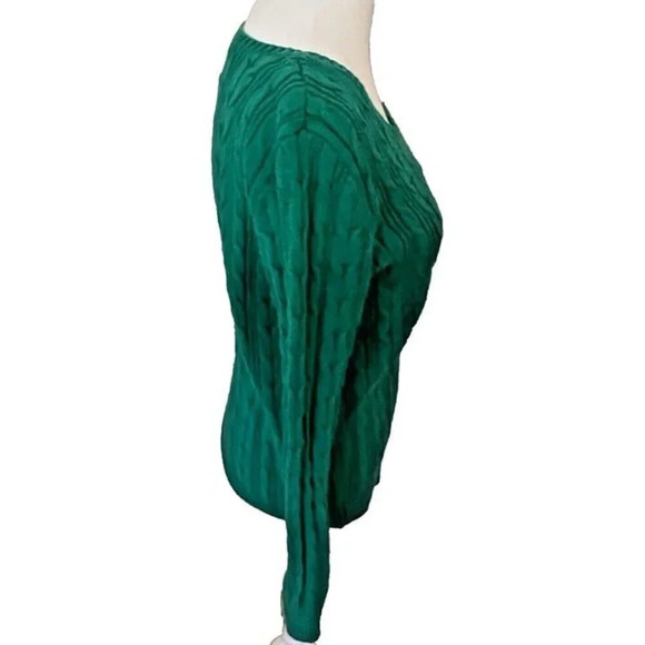 SM - St Johns Bay Green Cable Knit V Neck Long Sleeve Y2K Preppy College Sweater - Picture 5 of 7